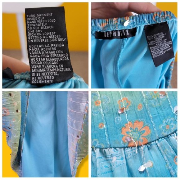 Y2k Hipnotix Blue Green Sequin Tiered Peasant Midi Fairy Skirt, 6 - Picture 3 of 7